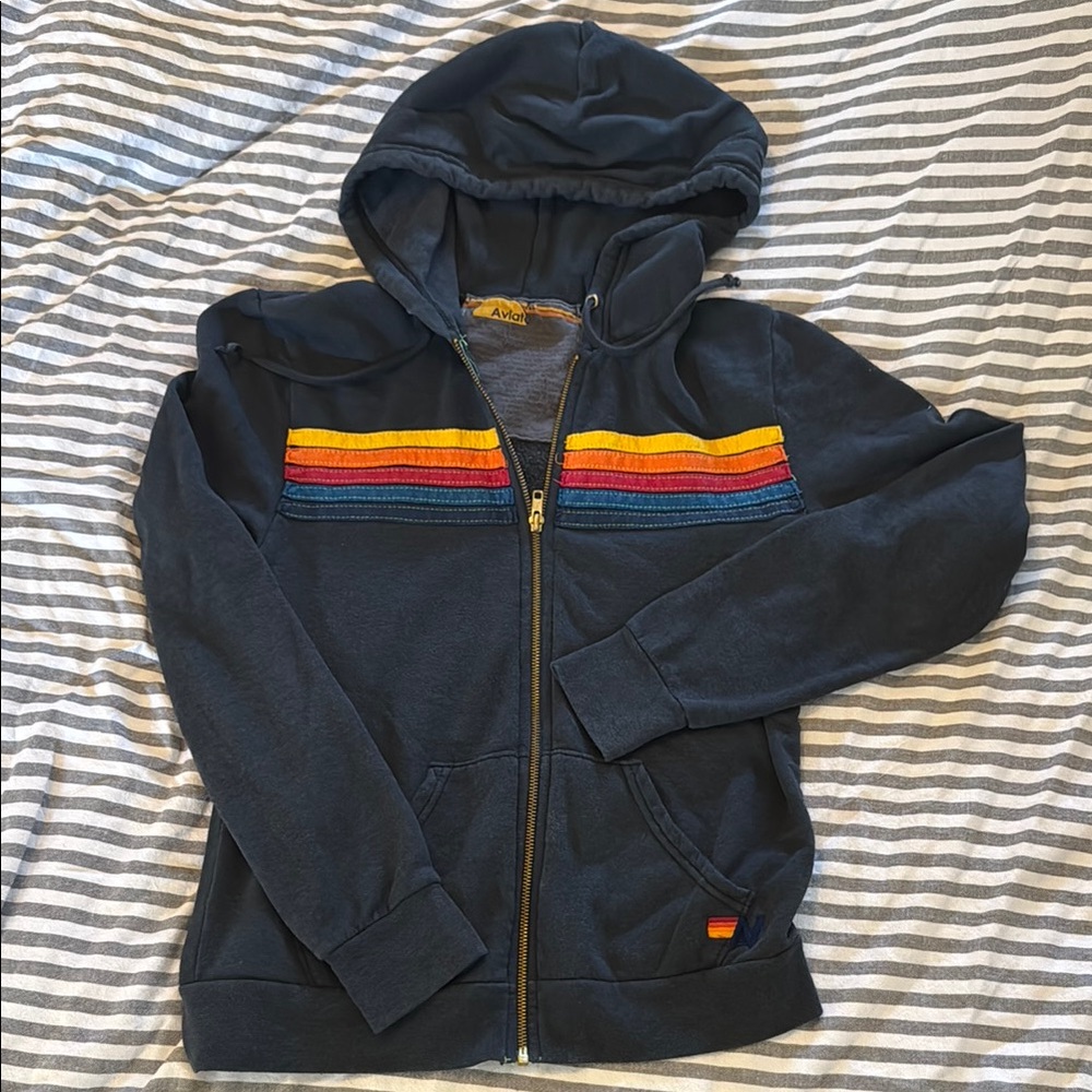Aviator Nation Blue and Red Striped Hoodie